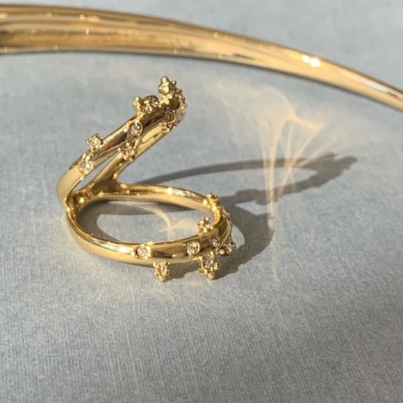 ALEXIS BITTAR NEW Gold Satellite Double Banded Crystal Accented Lace Size 7 Ring - Picture 11 of 16